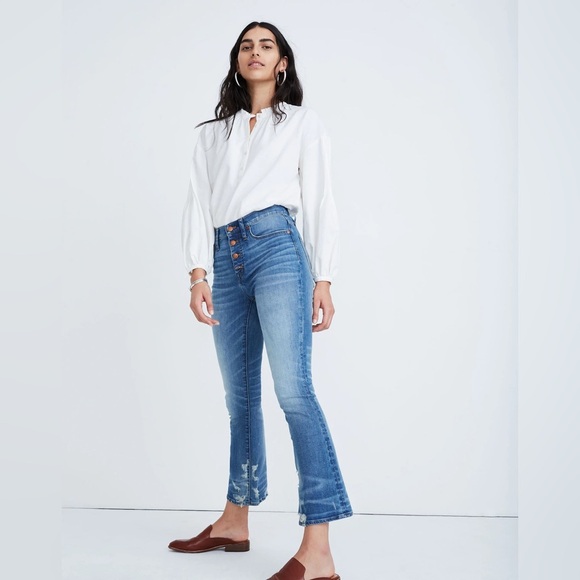 Madewell Denim - Madewell Womens Cali Demi-Boot Jeans in Bess Wash Button Front Edition 27